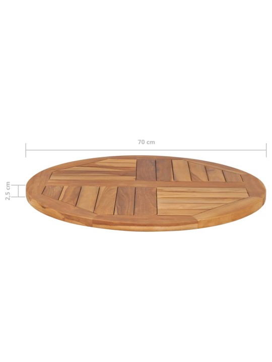 Stolní deska masivní teakové dřevo kulatá 2,5 cm 70 cm