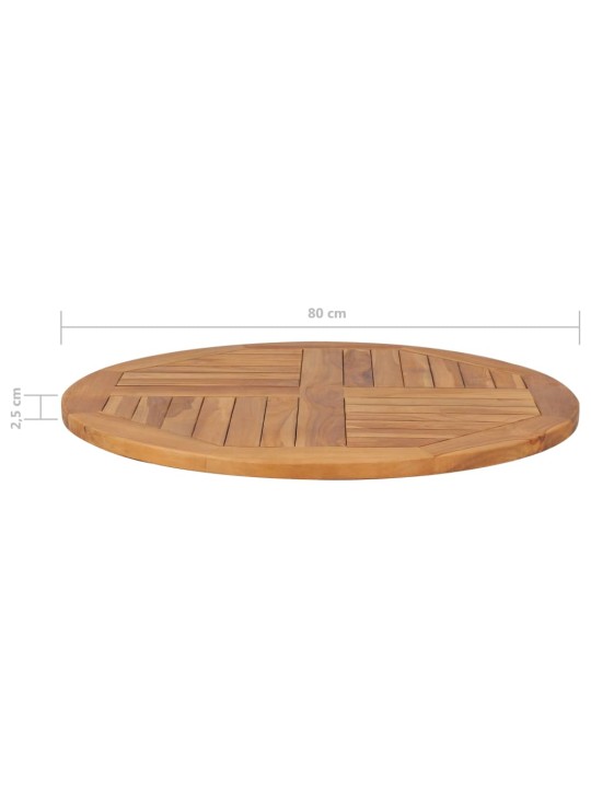 Stolní deska masivní teakové dřevo kulatá 2,5 cm 80 cm