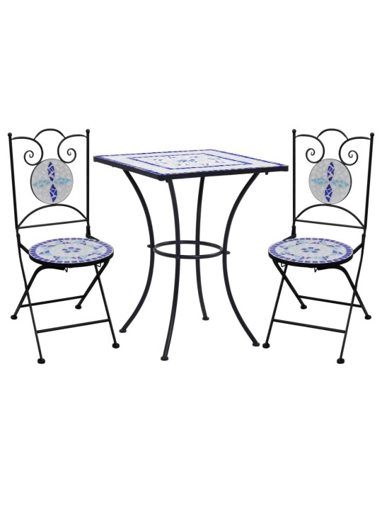 3dílný mozaikový bistro set keramický modro-bílý