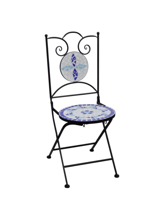 3dílný mozaikový bistro set keramický modro-bílý