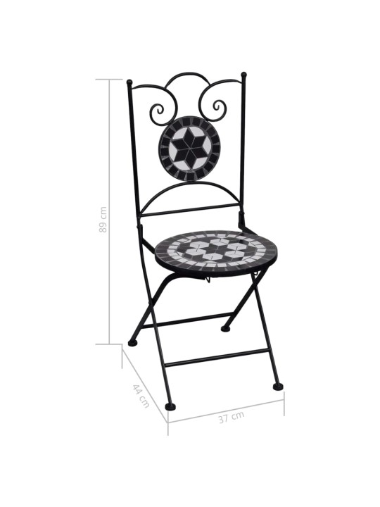 3dílný mozaikový bistro set keramický černobílý