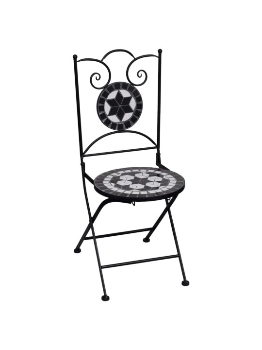 3dílný mozaikový bistro set keramický černobílý