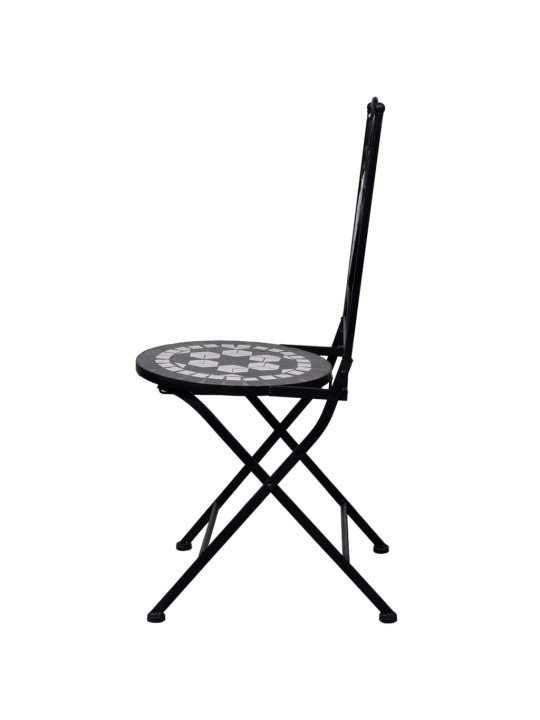 3dílný mozaikový bistro set keramický černobílý
