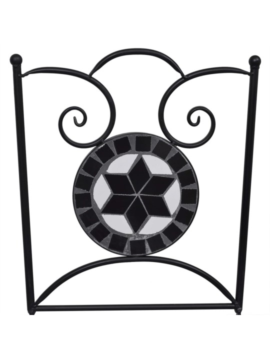3dílný mozaikový bistro set keramický černobílý