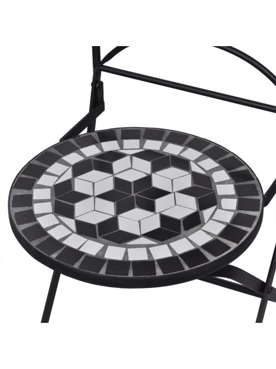 3dílný mozaikový bistro set keramický černobílý