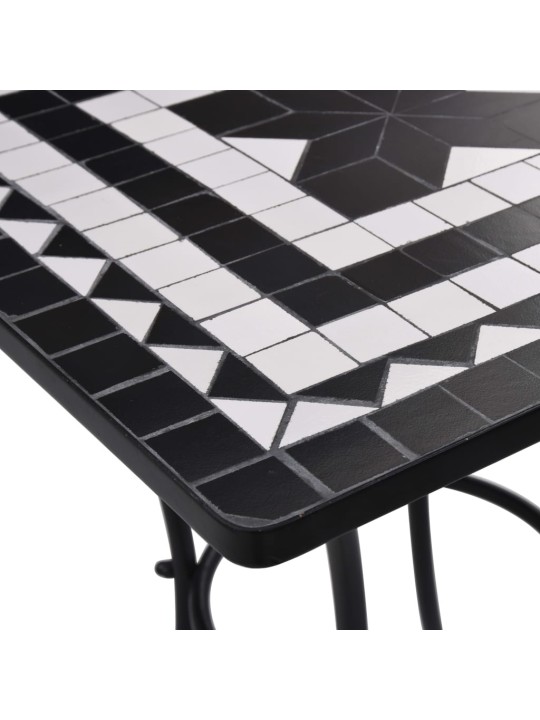 3dílný mozaikový bistro set keramický černobílý