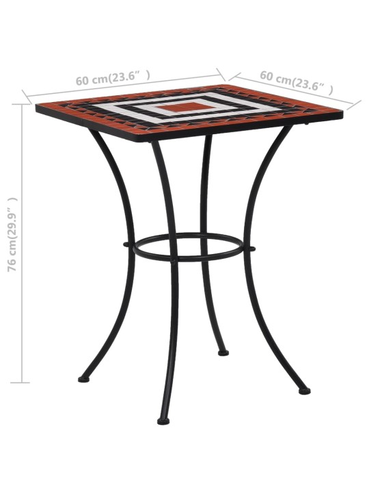 3dílný mozaikový bistro set keramický terakotovo-bílý