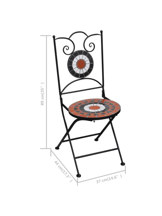 3dílný mozaikový bistro set keramický terakotovo-bílý