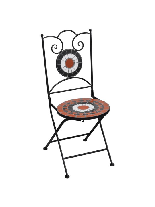 3dílný mozaikový bistro set keramický terakotovo-bílý