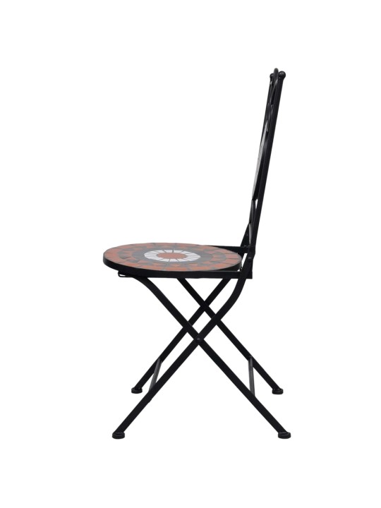 3dílný mozaikový bistro set keramický terakotovo-bílý