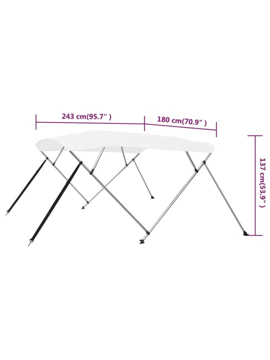 Bimini stříška se 4 oblouky bílá 243 x 180 x 137 cm