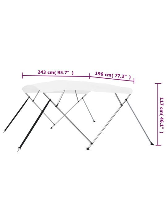 Bimini stříška se 4 oblouky bílá 243 x 196 x 137 cm