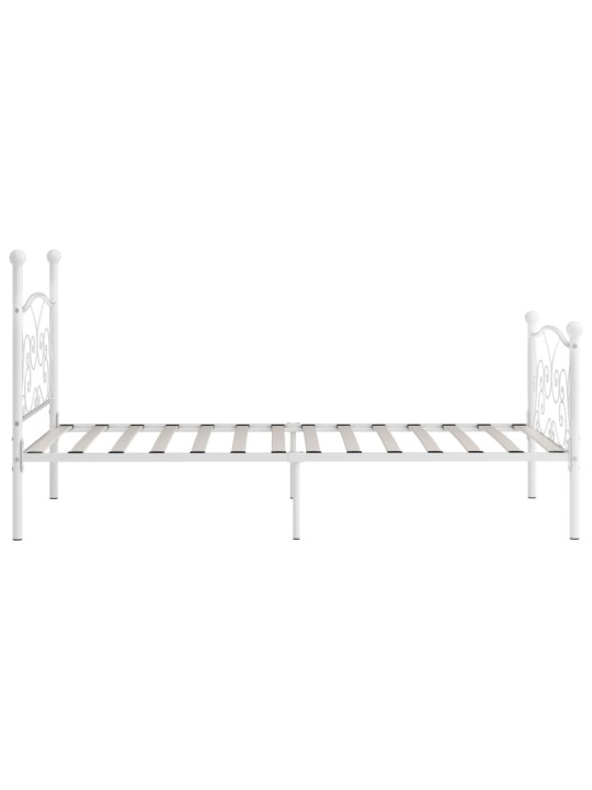Rám postele s laťkovým roštem bílý kov 90 x 200 cm