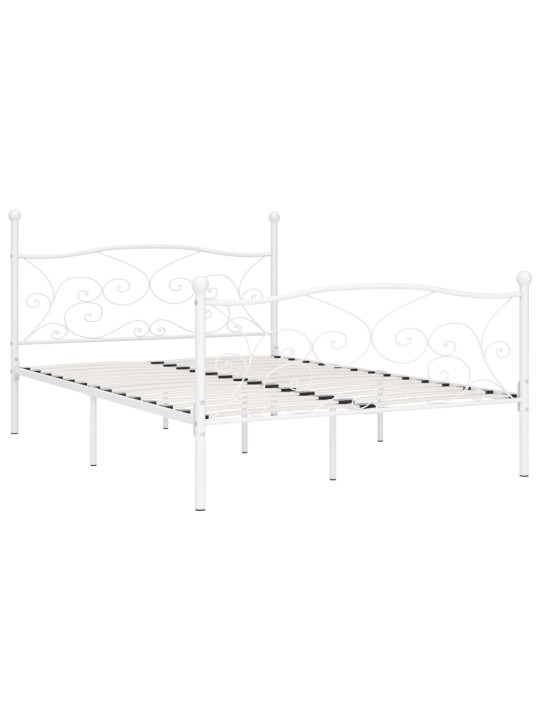 Rám postele s laťkovým designem bílý kov 160 x 200 cm