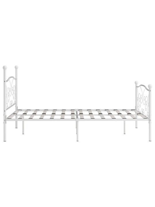 Rám postele s laťkovým designem bílý kov 160 x 200 cm
