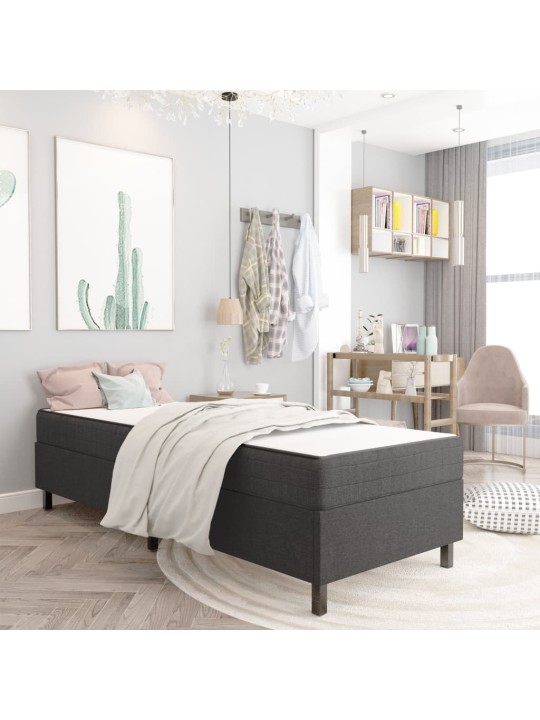 Postel boxspring šedá textil 100 x 200 cm