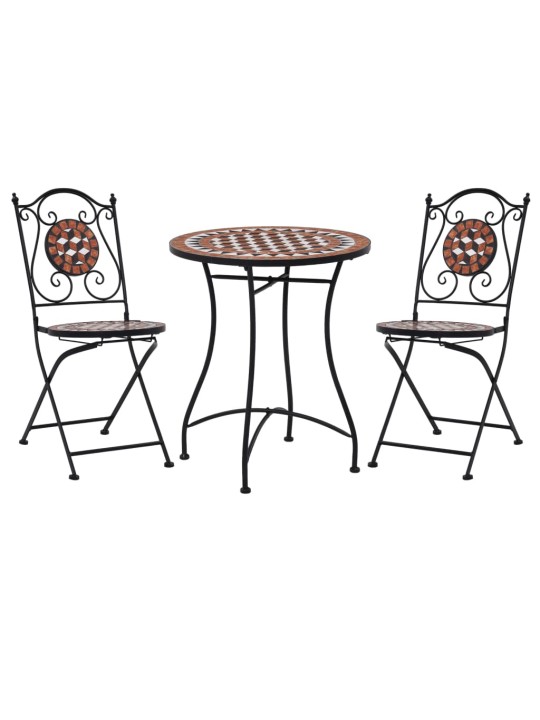 3dílný mozaikový bistro set keramický terakotový