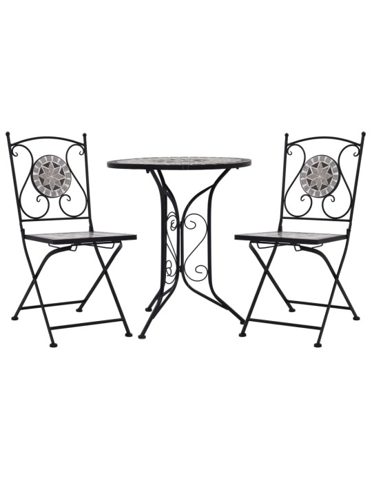 3dílný mozaikový bistro set keramický šedý