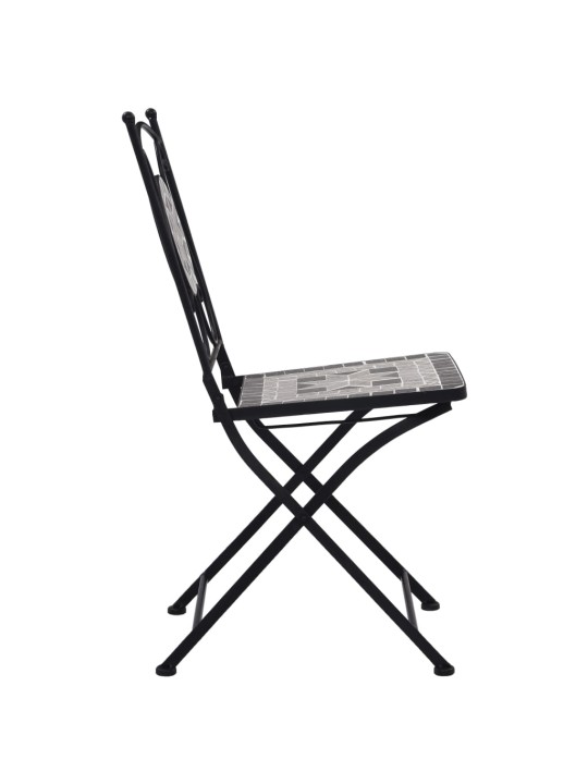 3dílný mozaikový bistro set keramický šedý