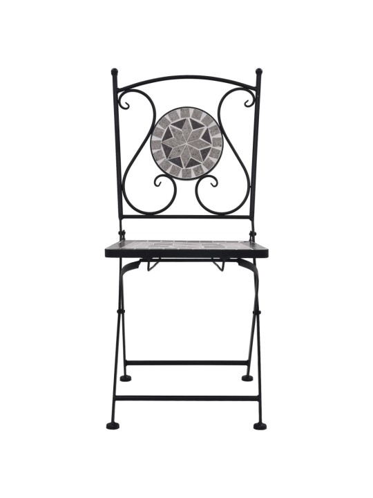 3dílný mozaikový bistro set keramický šedý