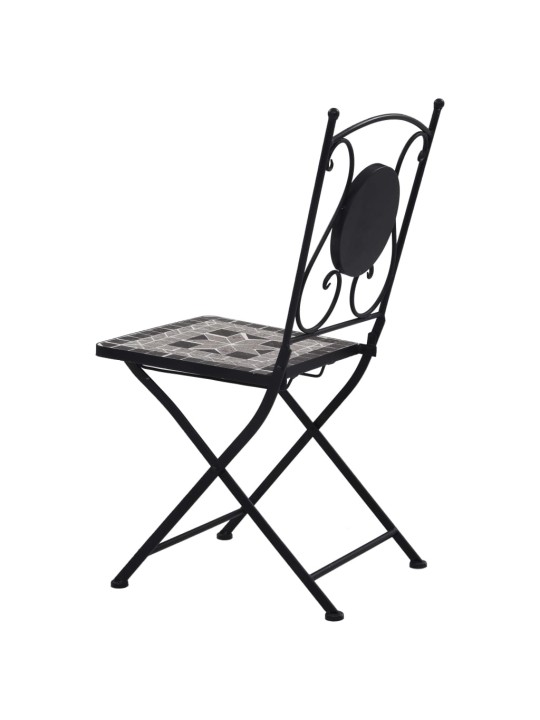 3dílný mozaikový bistro set keramický šedý