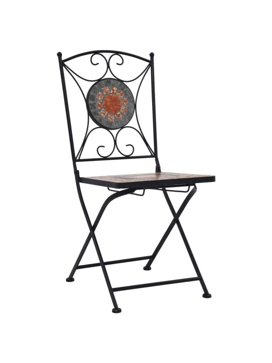 3dílný mozaikový bistro set keramický oranžovo-šedý