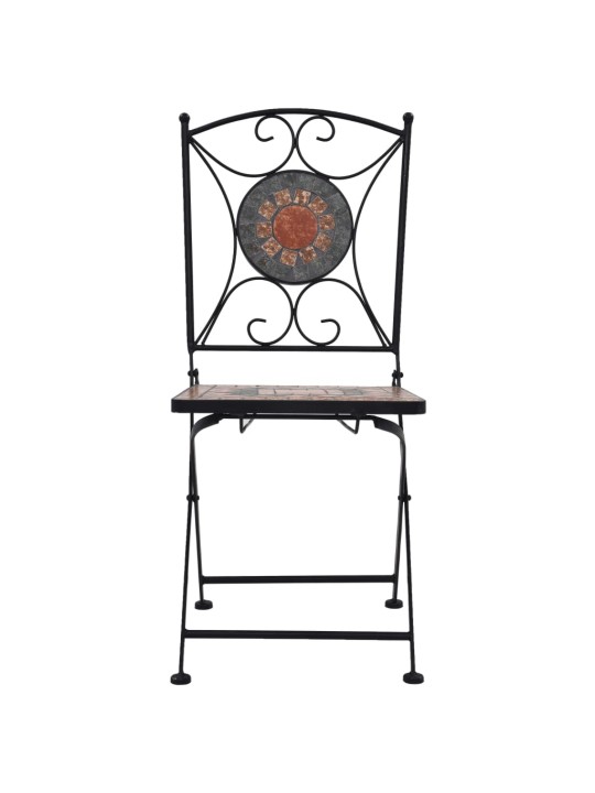 3dílný mozaikový bistro set keramický oranžovo-šedý