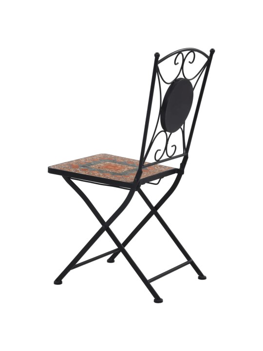 3dílný mozaikový bistro set keramický oranžovo-šedý