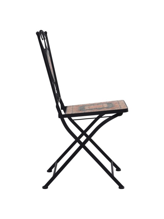3dílný mozaikový bistro set keramický oranžovo-šedý