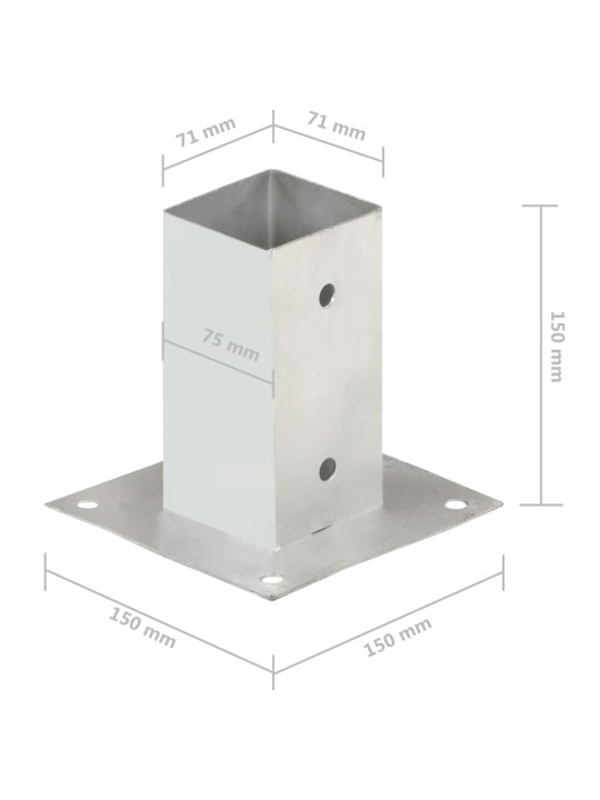 Patka na sloupek 4 ks pozinkovaný kov 71 mm
