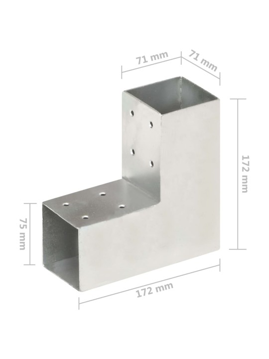 Trámová spojka 4 ks ve tvaru L pozinkovaný kov 71 x 71 mm