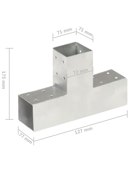Trámová spojka 4 ks ve tvaru T pozinkovaný kov 71 x 71 mm
