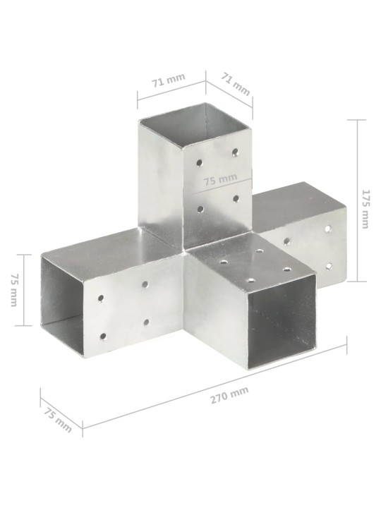 Trámová spojka ve tvaru X pozinkovaný kov 71 x 71 mm