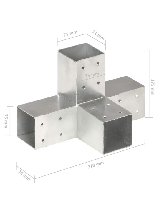Trámová spojka 4 ks ve tvaru X pozinkovaný kov 71 x 71 mm
