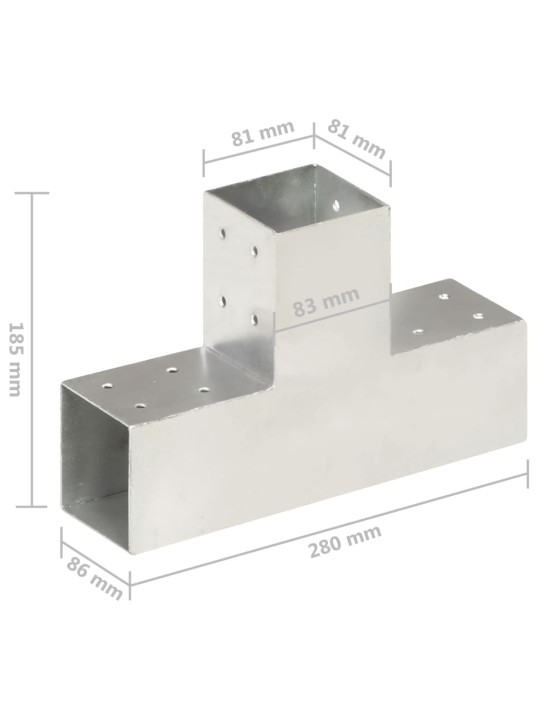 Trámová spojka 4 ks ve tvaru T pozinkovaný kov 81 x 81 mm
