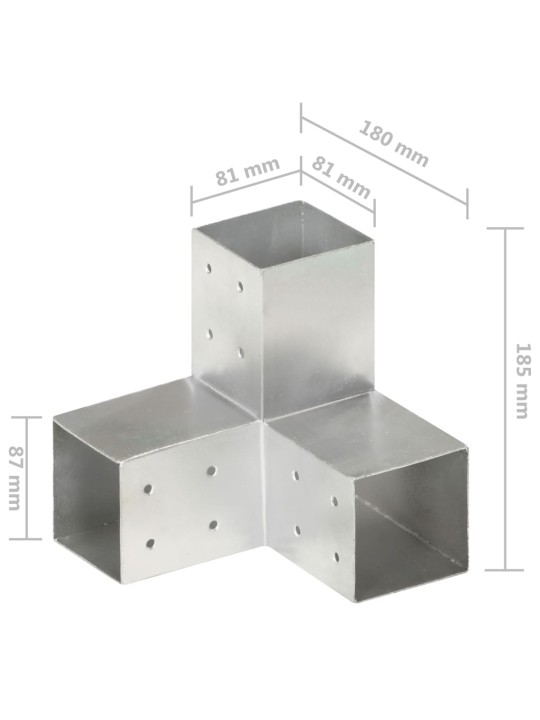 Trámová spojka 4 ks ve tvaru Y pozinkovaný kov 81 x 81 mm