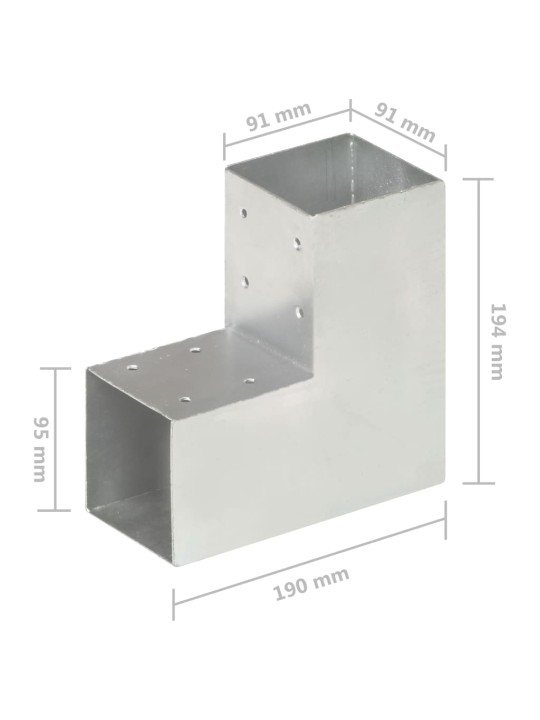 Trámová spojka 4 ks ve tvaru L pozinkovaný kov 91 x 91 mm