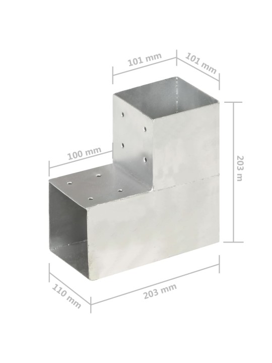 Trámová spojka 4 ks ve tvaru L pozinkovaný kov 101 x 101 mm