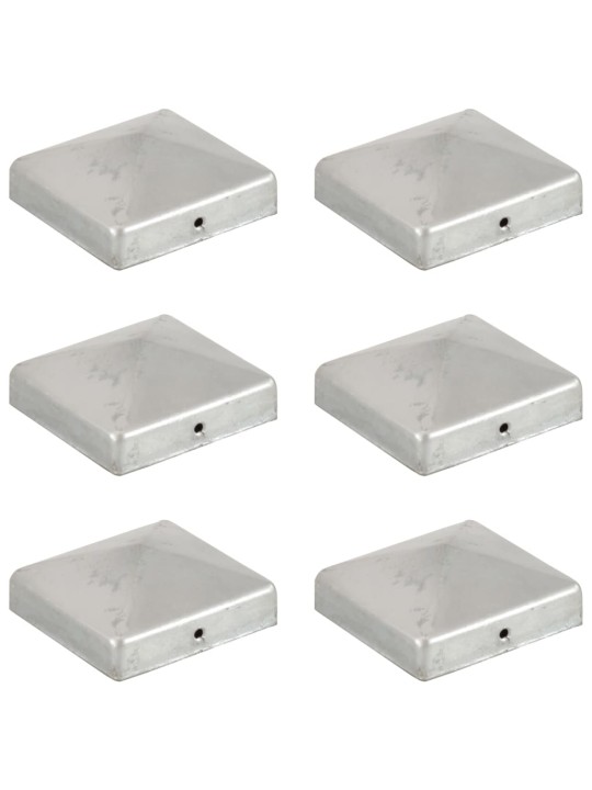 Krytky na plotové sloupky stříška 6 ks pozinkovaný kov 81x81 mm