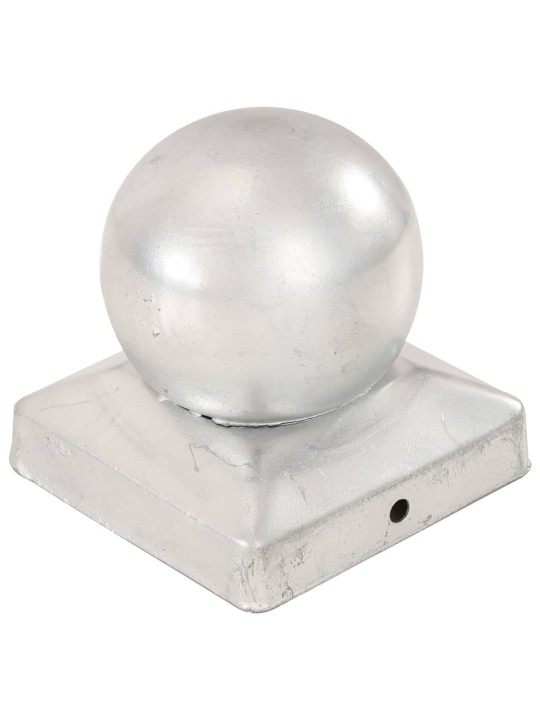 Krytky na plotové sloupky 6 ks s koulí pozinkovaný kov 91x91 mm