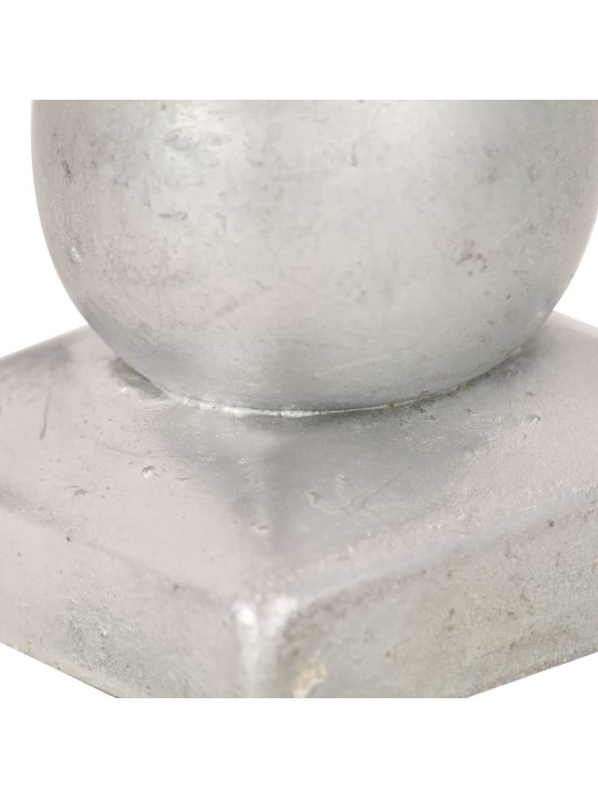 Krytky na plotové sloupky 6 ks s koulí pozinkovaný kov 91x91 mm