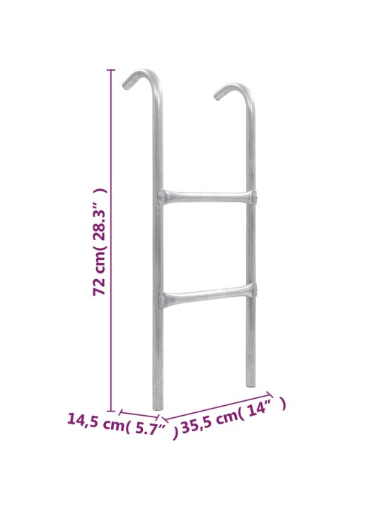 2stupínkový žebřík k trampolíně ocel stříbrný 72 cm