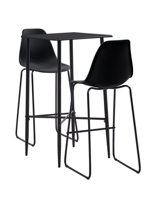 3dílný barový set plast černý