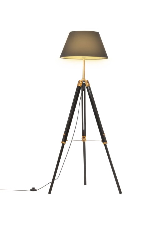 Stojací lampa stativ černá a zlatá masivní teak 141 cm