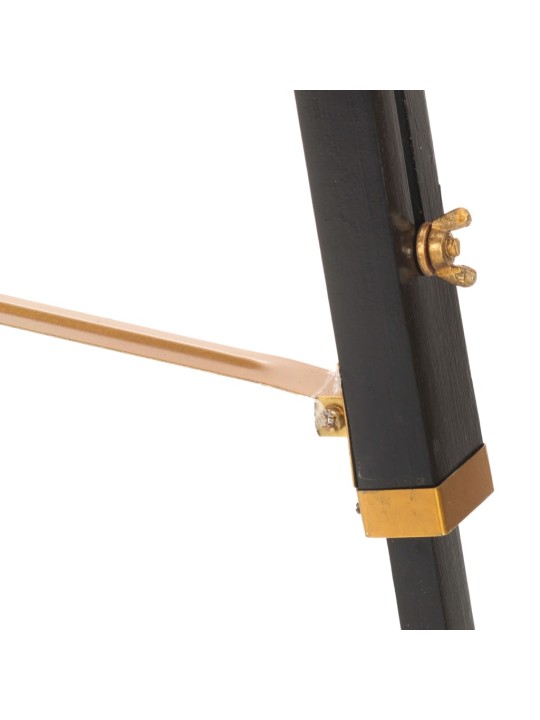 Stojací lampa stativ černá a zlatá masivní teak 141 cm