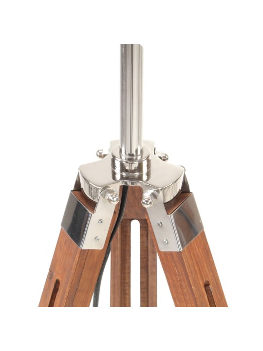 Stojací lampa stativ medově hnědá a bílá masivní teak 141 cm