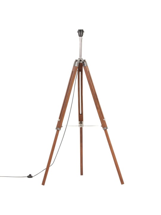 Stojací lampa stativ medově hnědá a šedá masivní teak 141 cm