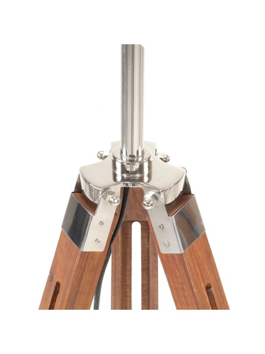 Stojací lampa stativ medově hnědá a šedá masivní teak 141 cm