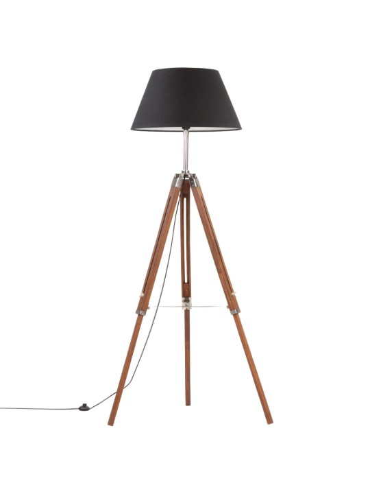 Stojací lampa stativ medově hnědá a černá masivní teak 141 cm
