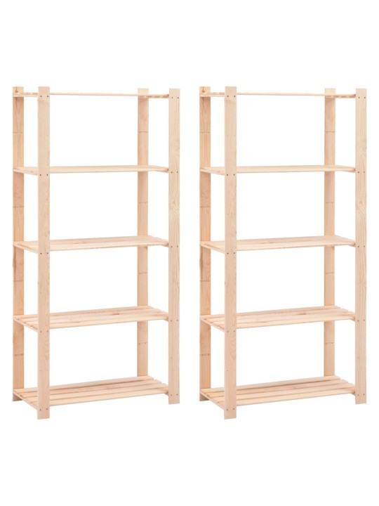 Úložný regál 5 polic 2 ks 80x38x170 cm masivní borovice 250 kg